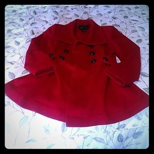 Adorable red pea coat